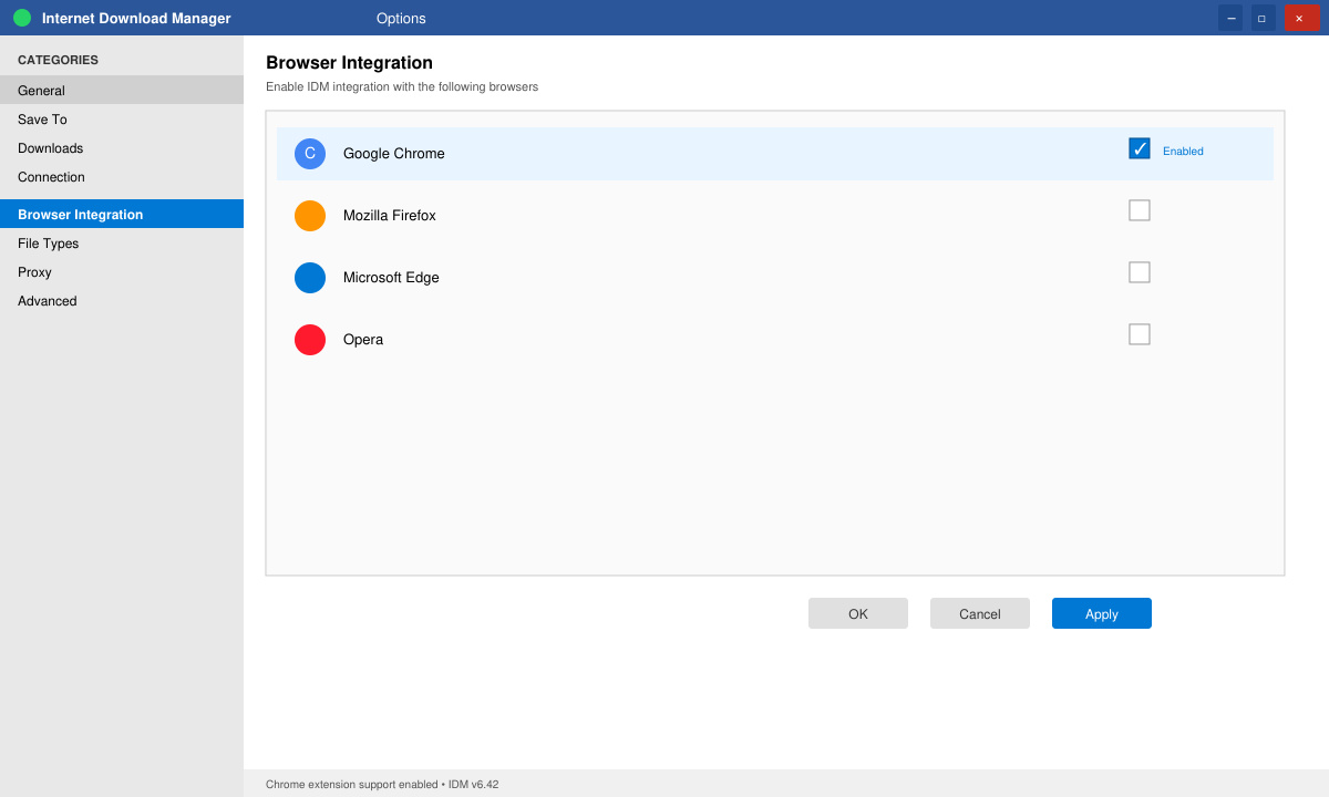 تفعيل ربط Internet Download Manager مع جوجل كروم في إعدادات البرنامج