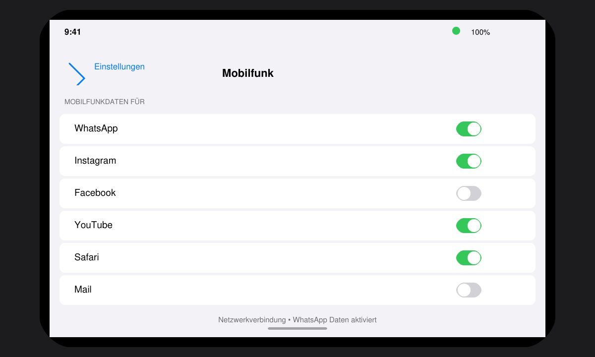 Mobilfunk-Einstellungen auf dem iPhone 7 prüfen