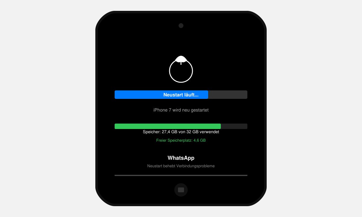 Neustart und Speicherprüfung auf dem iPhone 7