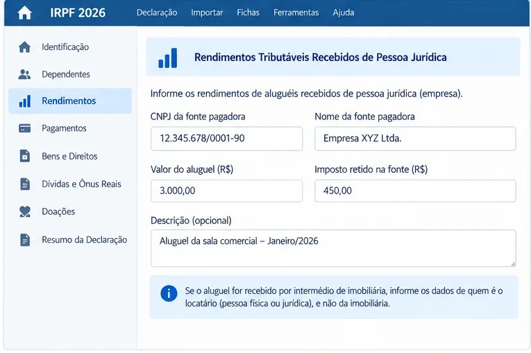 IRPF 2026: como declarar aluguel recebido sem misturar Carnê-Leão e fonte pagadora