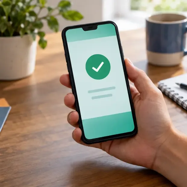 Celular exibe uma confirmação genérica de pagamento instantâneo em uma tela verde