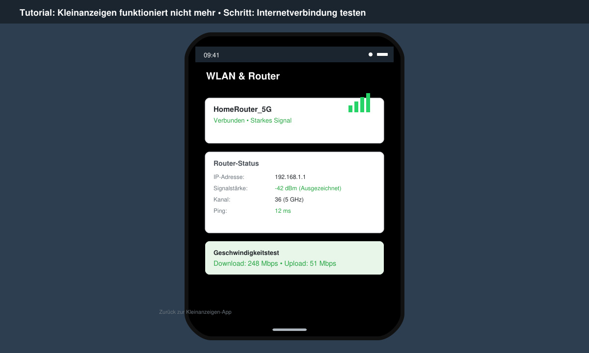 Nutzer testet WLAN-Verbindung auf Smartphone und Router