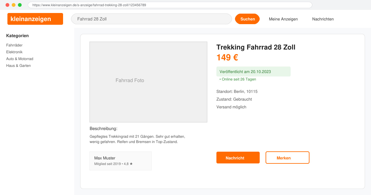 Kleinanzeigen wie lange online