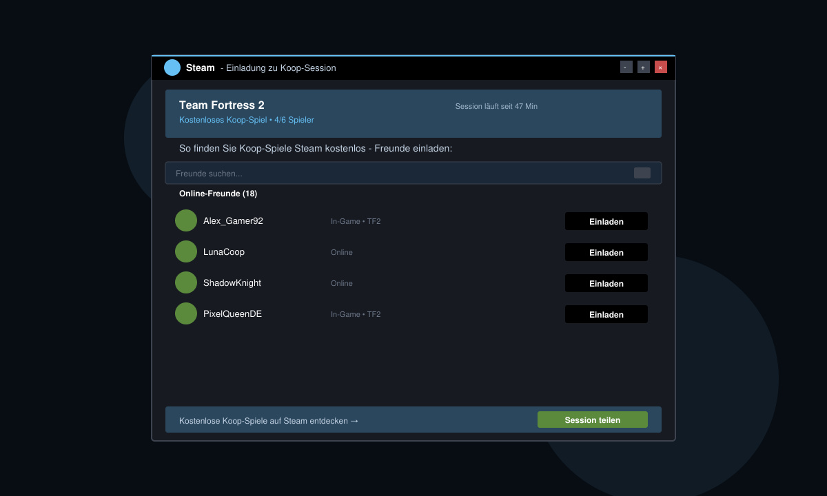 In-game friend invitation screen in a popular free co-op Steam title