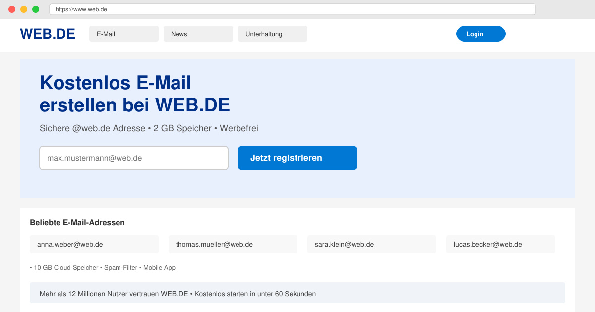 Kostenlos email erstellen web de