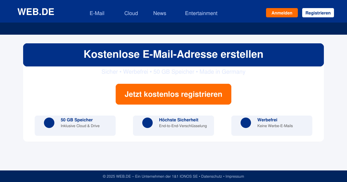 Kostenlose e mail adresse erstellen web de