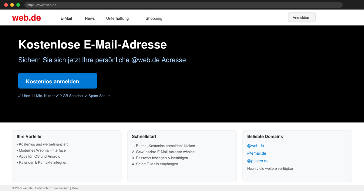 Kostenlose e mail adresse web de
