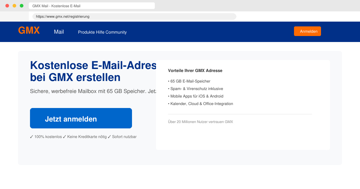 Kostenlose email adresse GMX