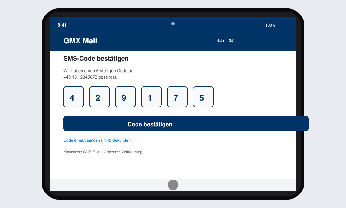 Verifizierung der Handynummer bei GMX