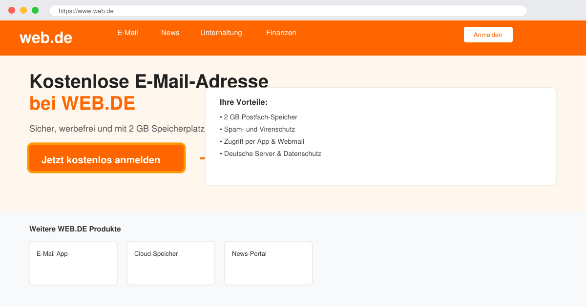 Kostenlose emailadresse web de