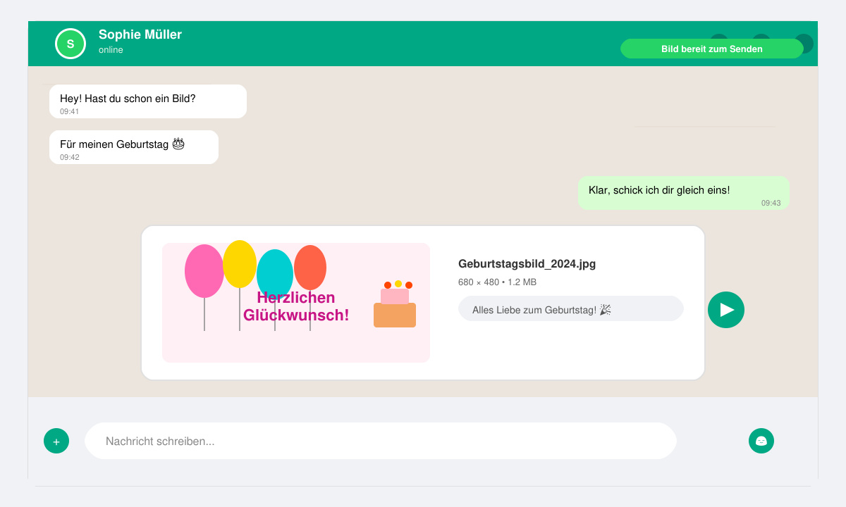 Geburtstagsbild in einem WhatsApp Chat versenden
