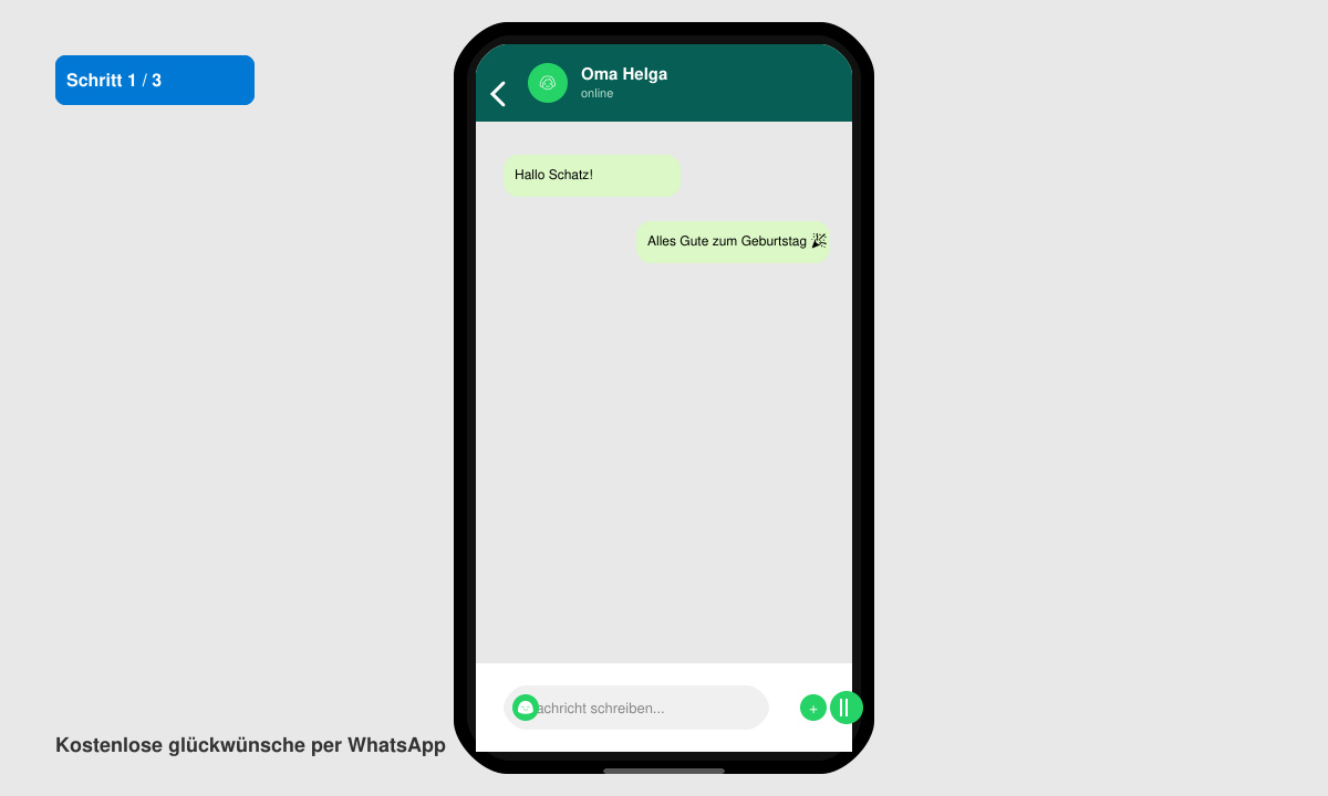 Nahaufnahme eines Handys mit geöffnetem WhatsApp-Chat-Fenster und leerem Eingabefeld