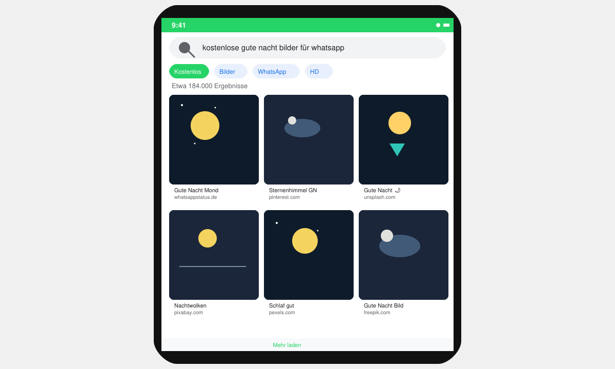Suchergebnisse für kostenlose gute Nacht Bilder für WhatsApp auf dem Smartphone