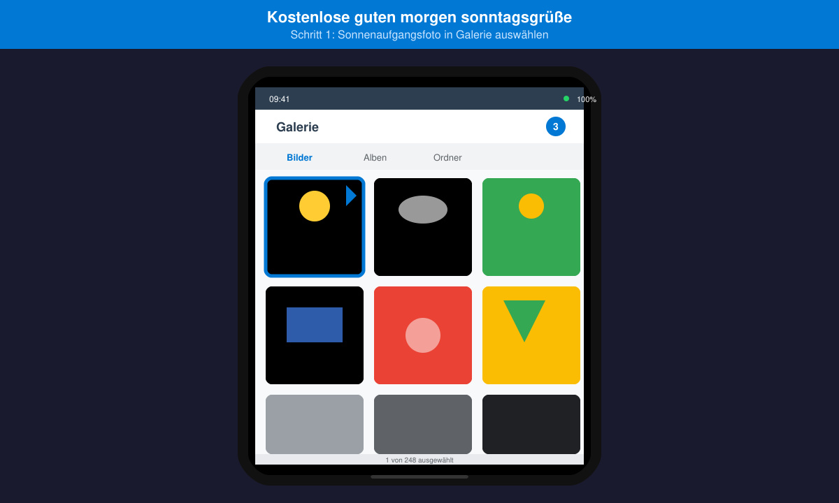 Auswahl eines Hintergrundbildes für sonntägliche Grüße