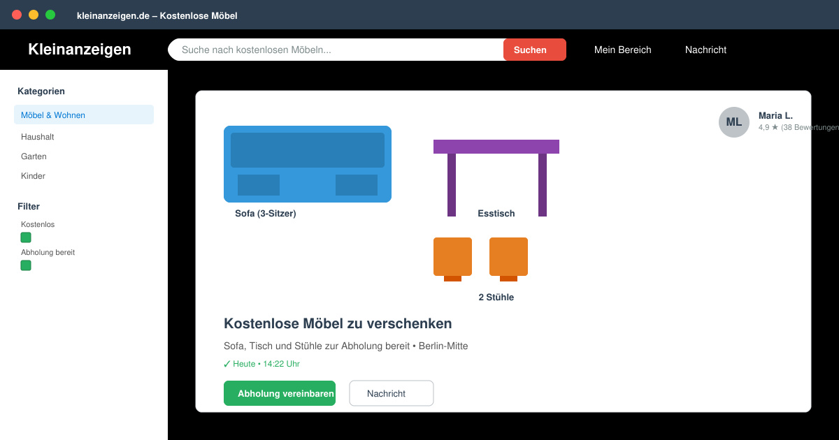 Kostenlose möbel zu verschenken