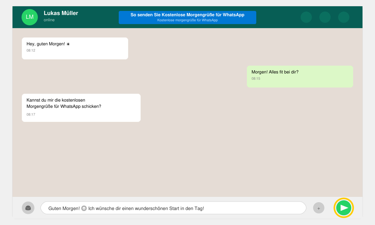 Eingefügter Morgengruß im WhatsApp-Chat