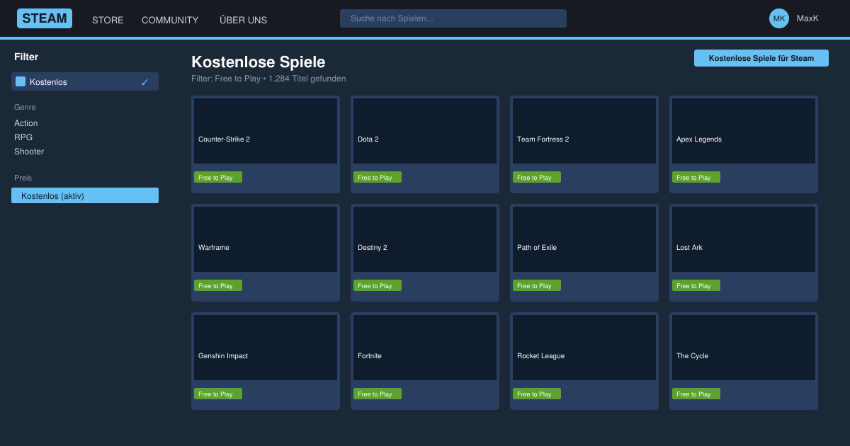 Kostenlose spiele für Steam