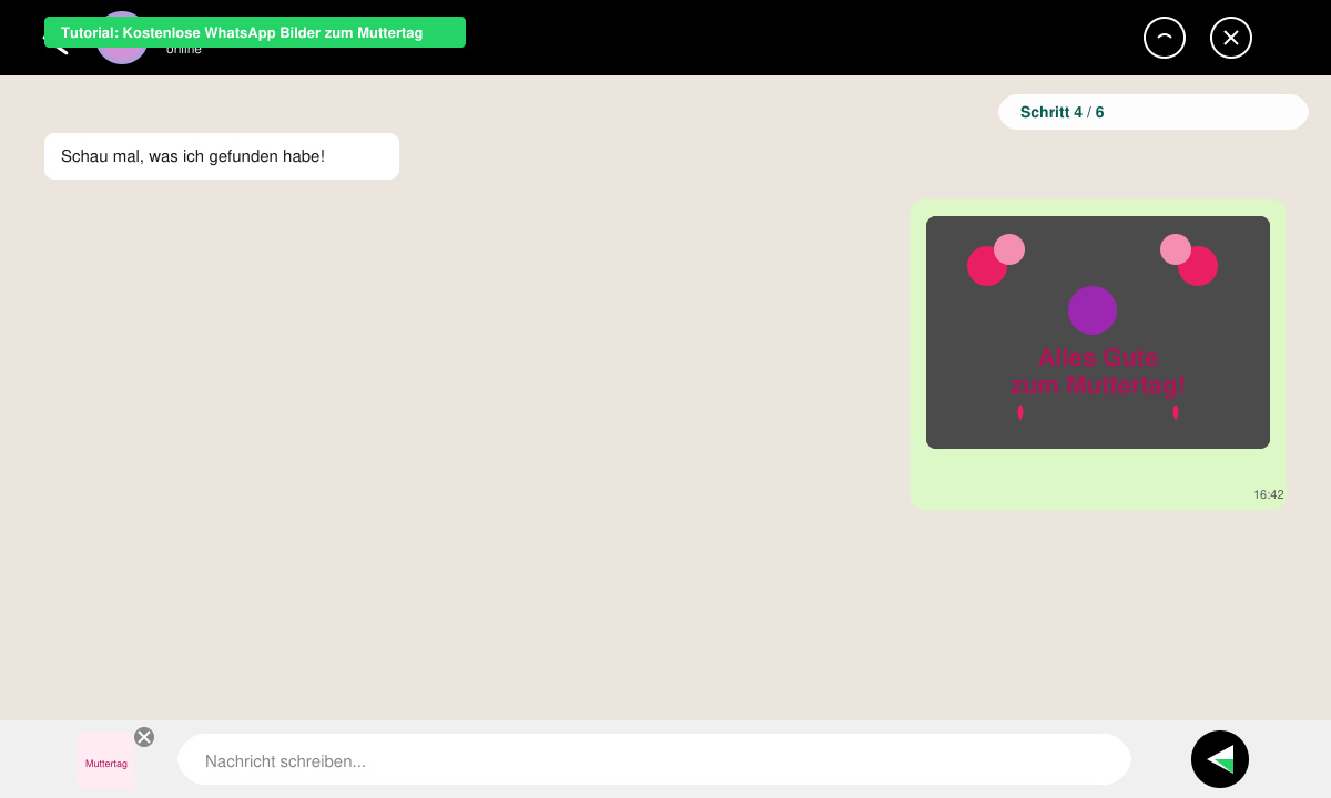 WhatsApp-Chat mit angehängtem Muttertagsbild und Senden-Button