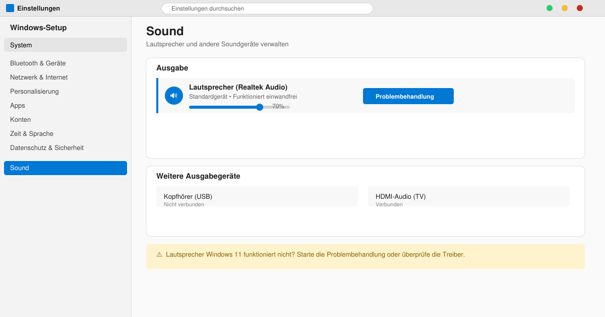 Lautsprecher Windows 11 funktioniert nicht