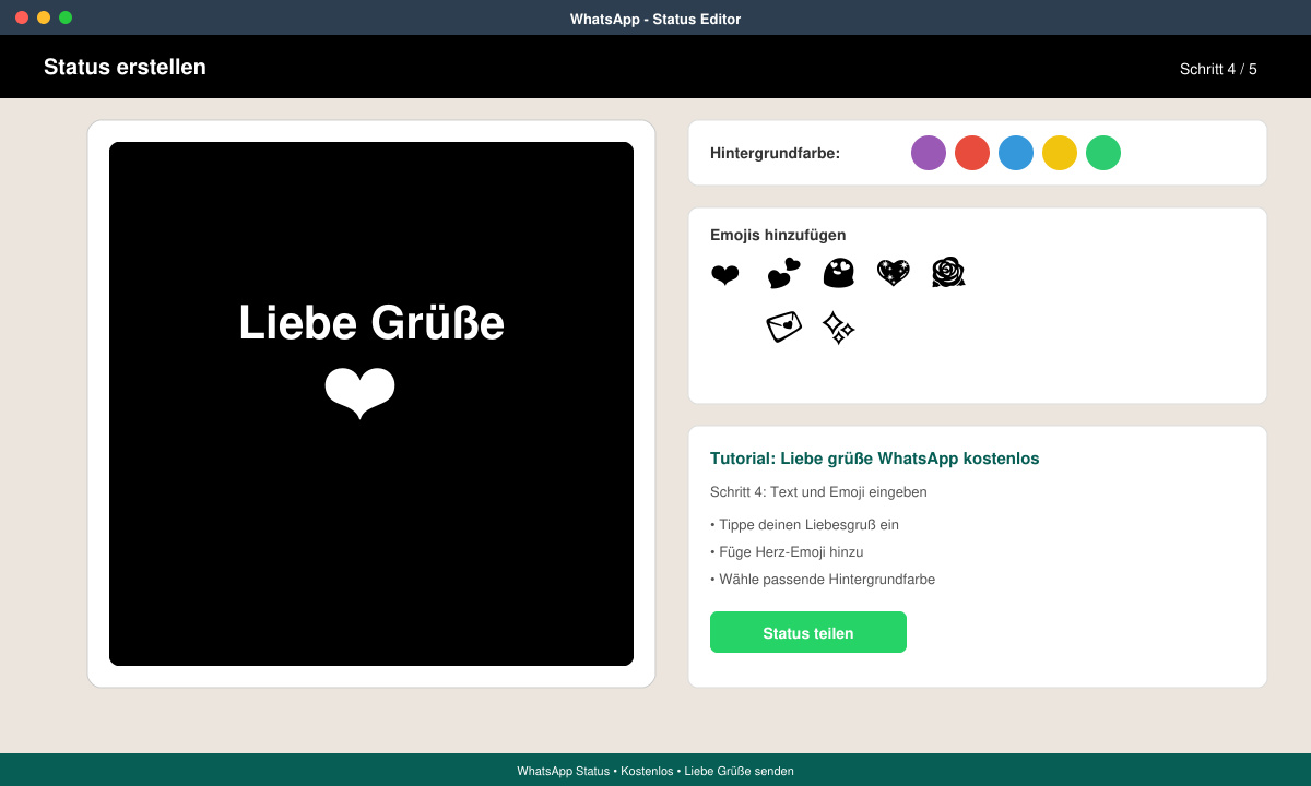 Liebe grüße WhatsApp kostenlos als Status teilen