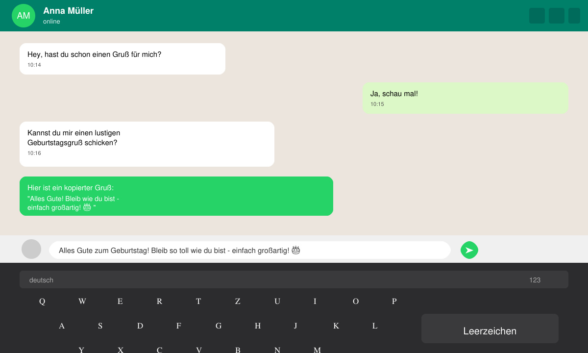 WhatsApp Chat mit lustigem Geburtstagsgruß