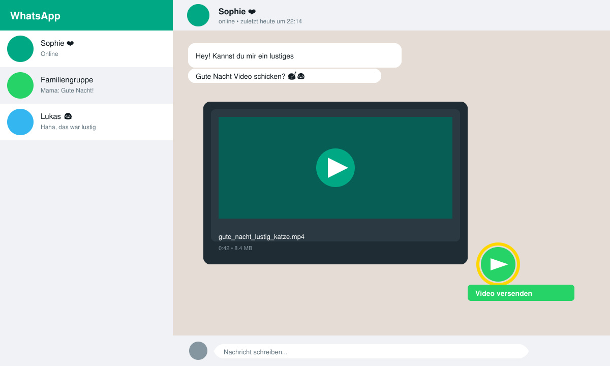 Video in WhatsApp Chat hochladen und versenden