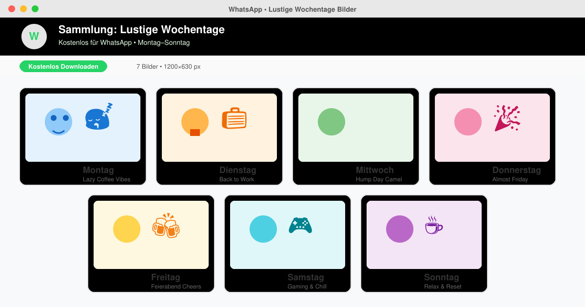 Lustige wochentage bilder kostenlos downloaden für WhatsApp kostenlos