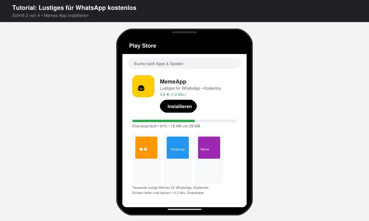 Memes App auf dem Handy installieren für Lustiges für WhatsApp kostenlos