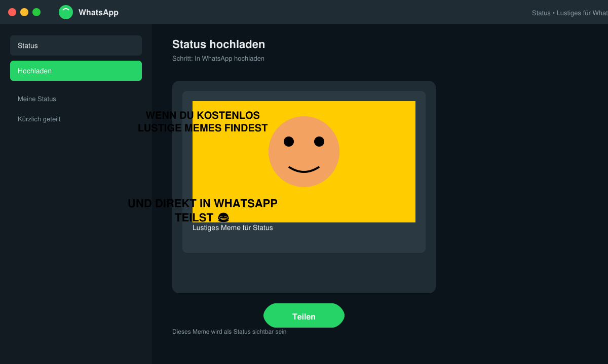 Heruntergeladene Memes in WhatsApp Status hochladen