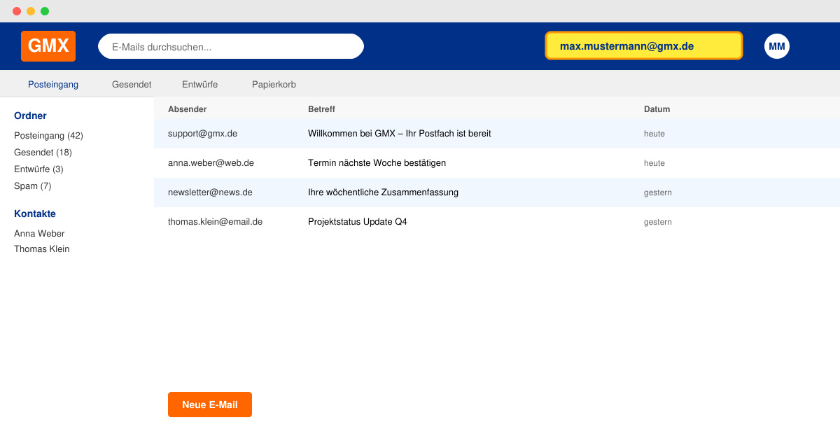 Meine e mail adresse anzeigen GMX