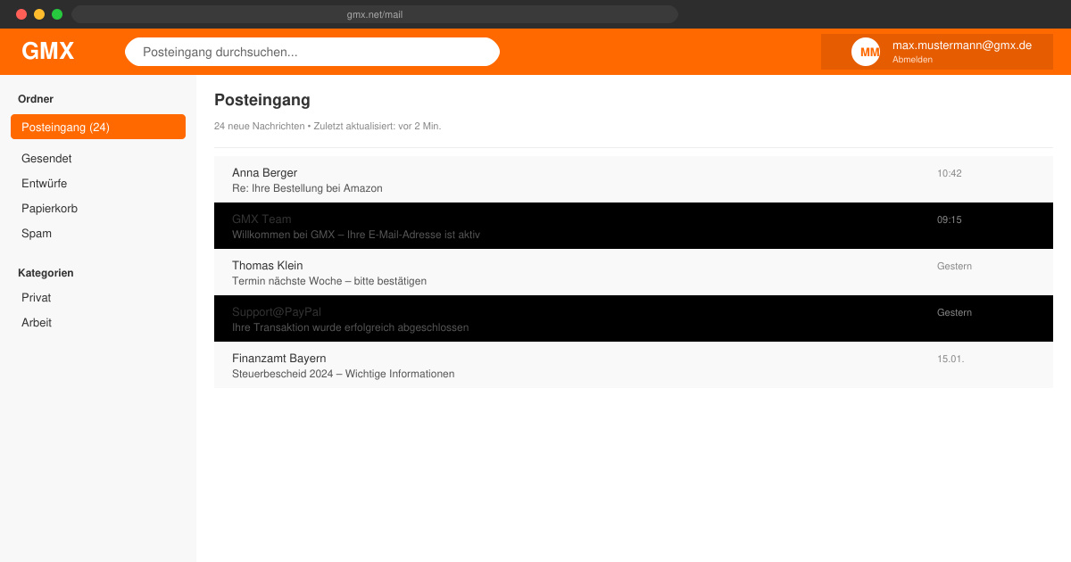Meine e mail adresse GMX