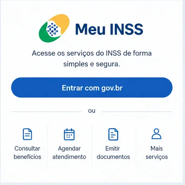 Tela de referência do Meu INSS com o botão Entrar com gov.br em destaque