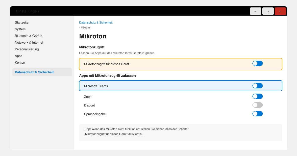 Mikrofon funktioniert nicht Windows 11