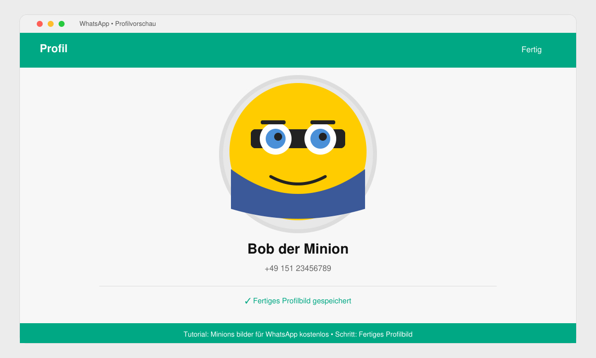 Fertiges Minions-Profilbild in der WhatsApp-Vorschau