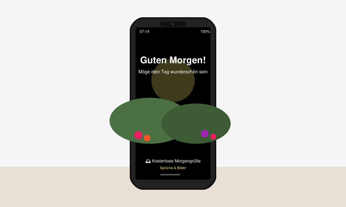 Heruntergeladenes Morgengruß-Bild auf einem Smartphone-Display