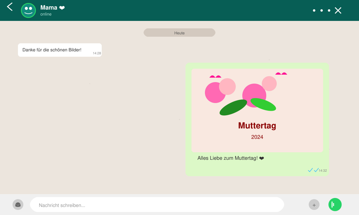 WhatsApp Chat mit versendetem Muttertag Bild