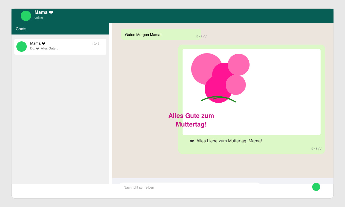 WhatsApp Chat mit versendetem Muttertagsbild
