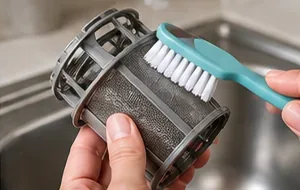 Filtre cylindrique de lave-vaisselle brossé avec une petite brosse souple