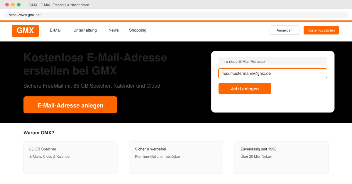 Neu email adresse erstellen GMX