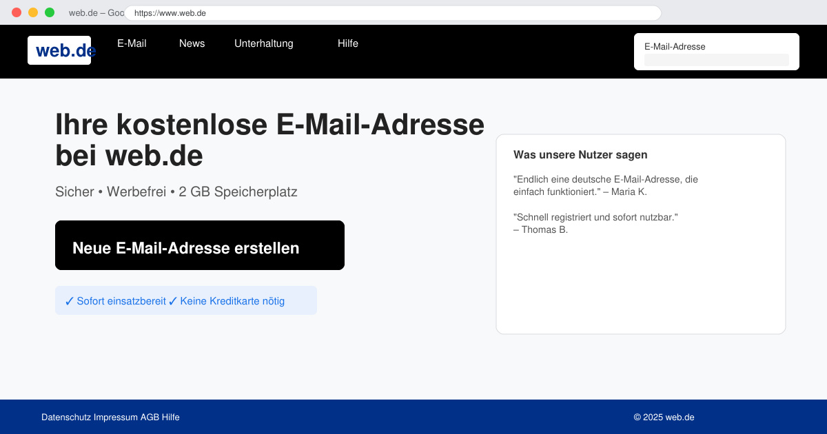 Neue e mail adresse erstellen web de