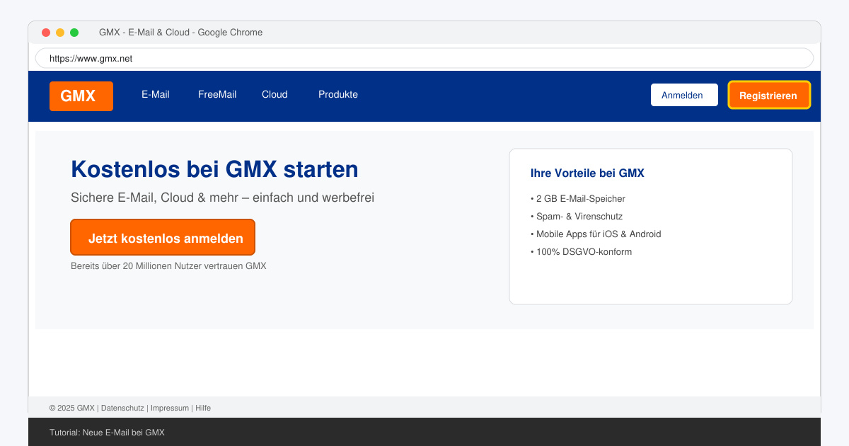 Neue e mail bei GMX