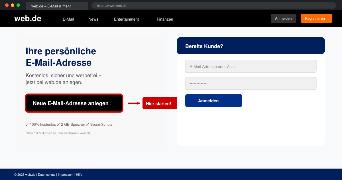 Neue email adresse anlegen web de