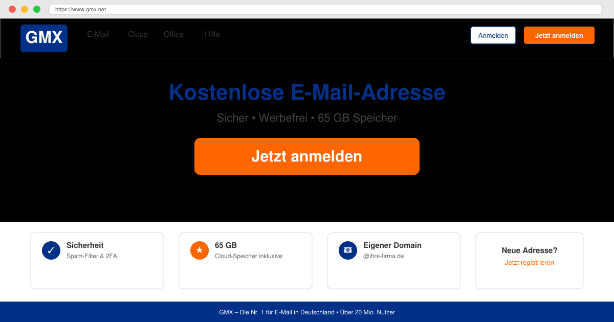 Neue email adresse bei GMX