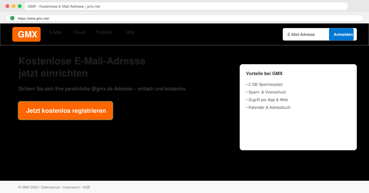 Neue email adresse bei GMX anlegen