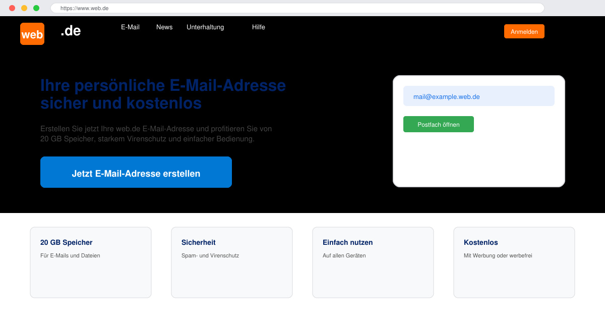 Neue email adresse erstellen web de