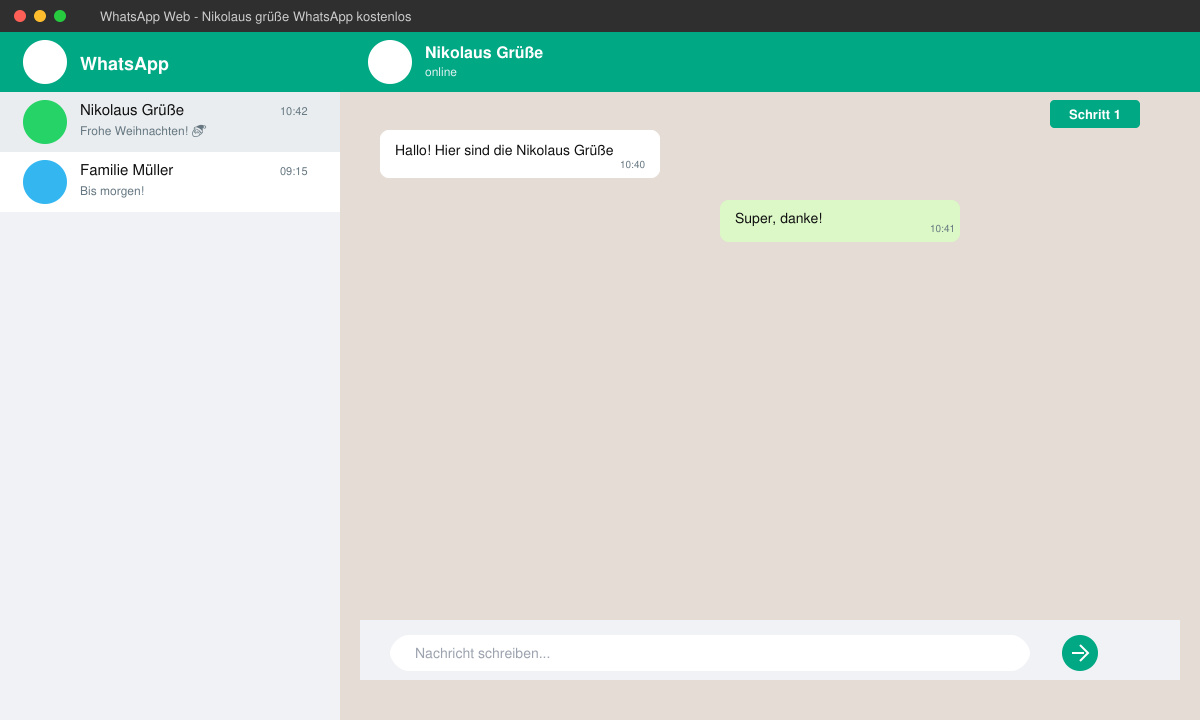 WhatsApp-Chat mit geöffnetem Kontakt und leerem Eingabefeld
