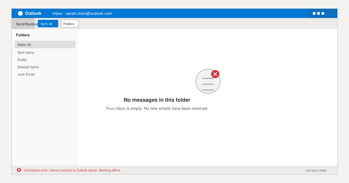 Not Getting Email on Outlook