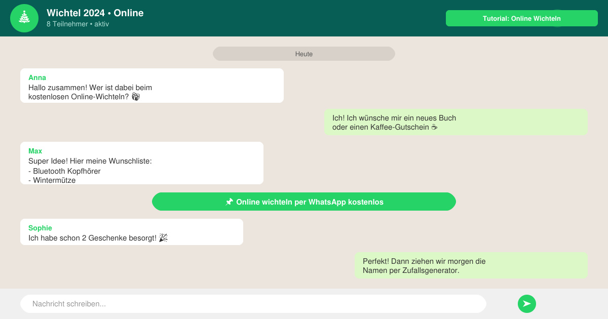 Online wichteln per WhatsApp kostenlos