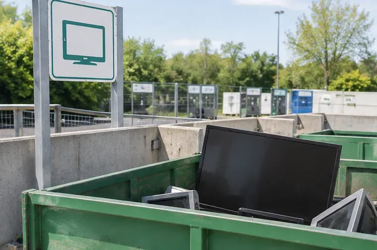 Téléviseur à écran plat déposé dans une zone dédiée aux écrans dans une déchèterie