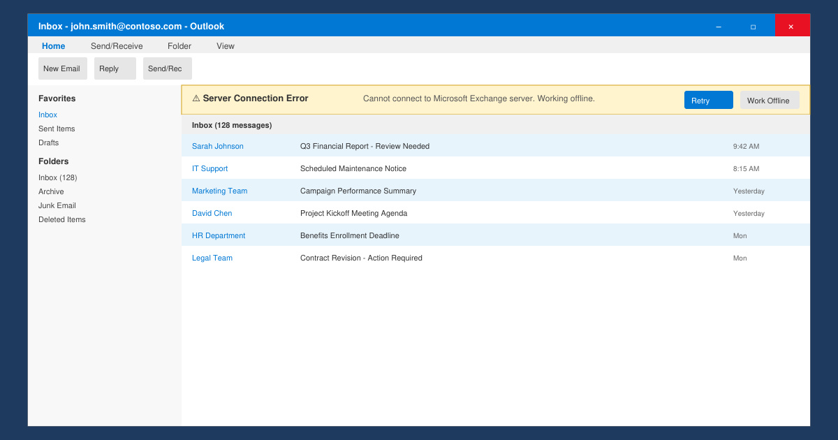Outlook Email Stopped Working